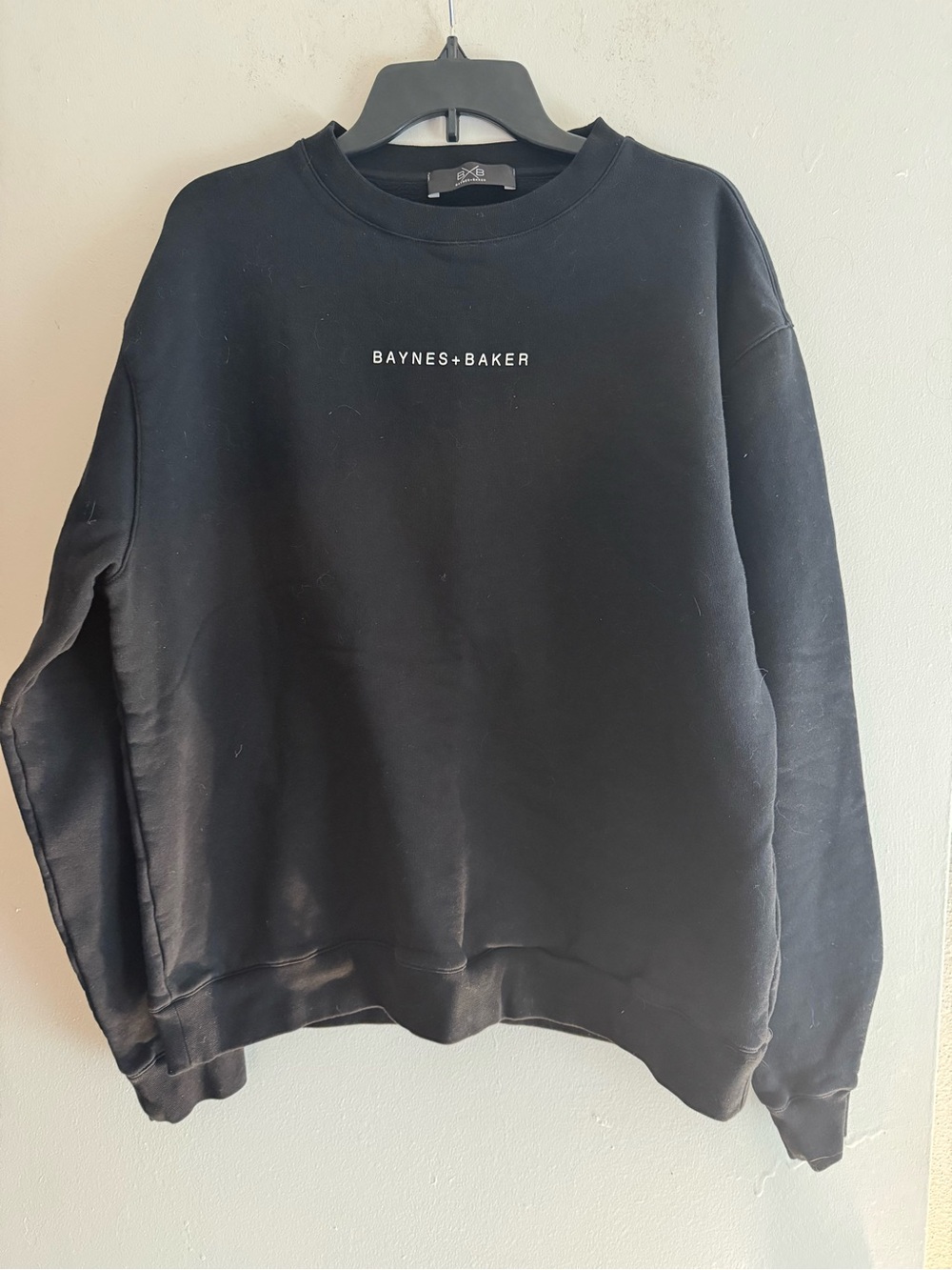 Baynes + Baker Men's Black Crewneck Sweatshirt Made In Italy Size XXL